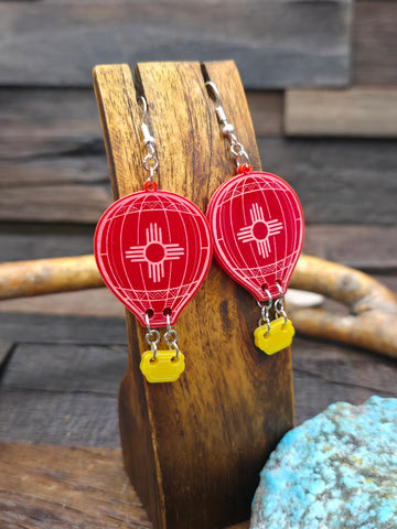 Wooden Balloon Earrings - 3 in. by 1 1/4 in.