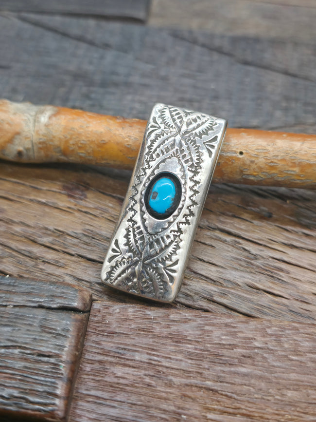 Sterling Silver Turquoise Shadowbox Money Clip by Shirley Skeets - Designs Vary - 2 in. by 3/4 in.