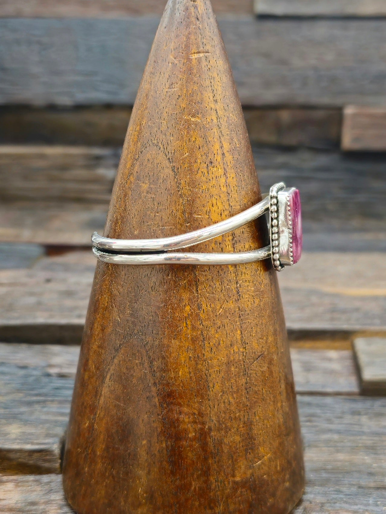 Purple Spiny Oyster Shell Sterling Silver Cuff by Rosella Paxton