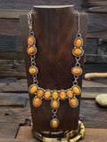 Sterling Silver and Orange Spiny Oyster Necklace - 22 in.