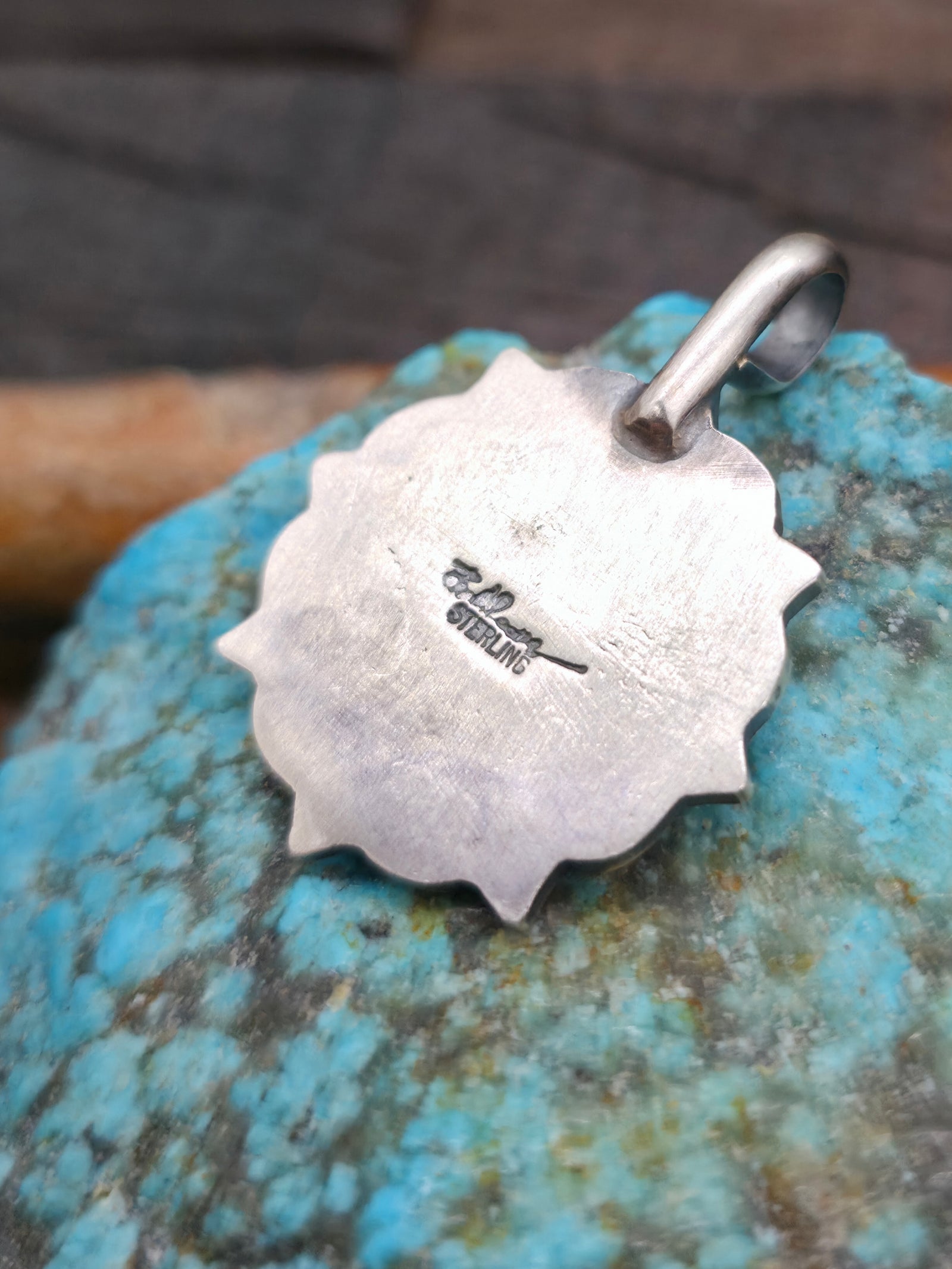 Stamped Sterling Silver Star Pendant by Bo Reeves - 1 1/2 in. by 1 in.