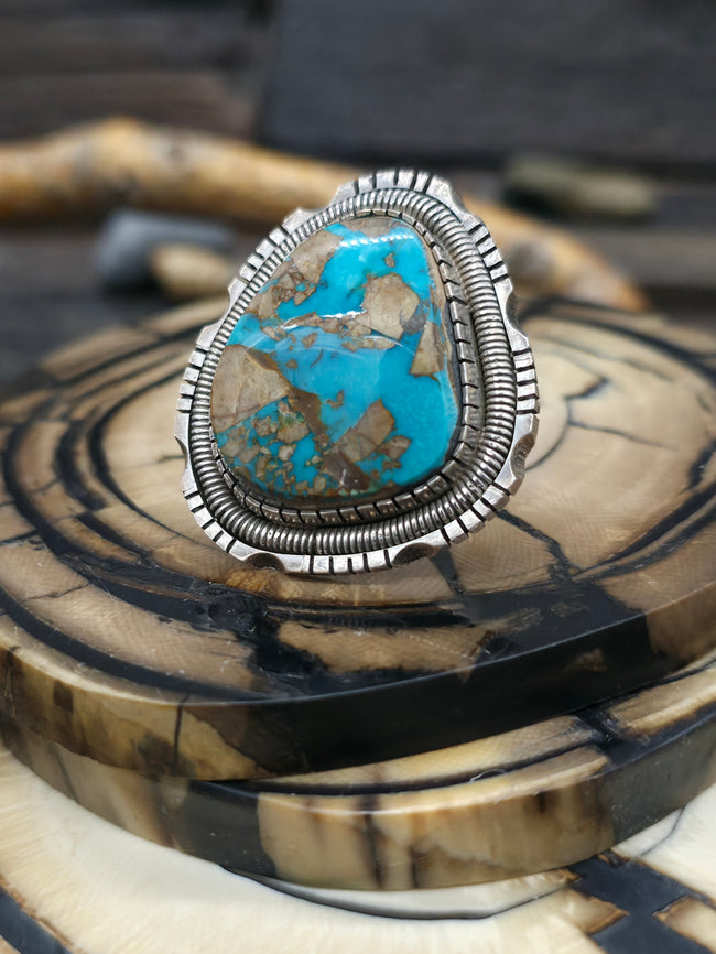 Sterling Silver and Turquoise Statement Ring by Walter Vandever - Size 9 1/2