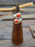Sterling Silver and Coral Wraparound Adjustable Ring