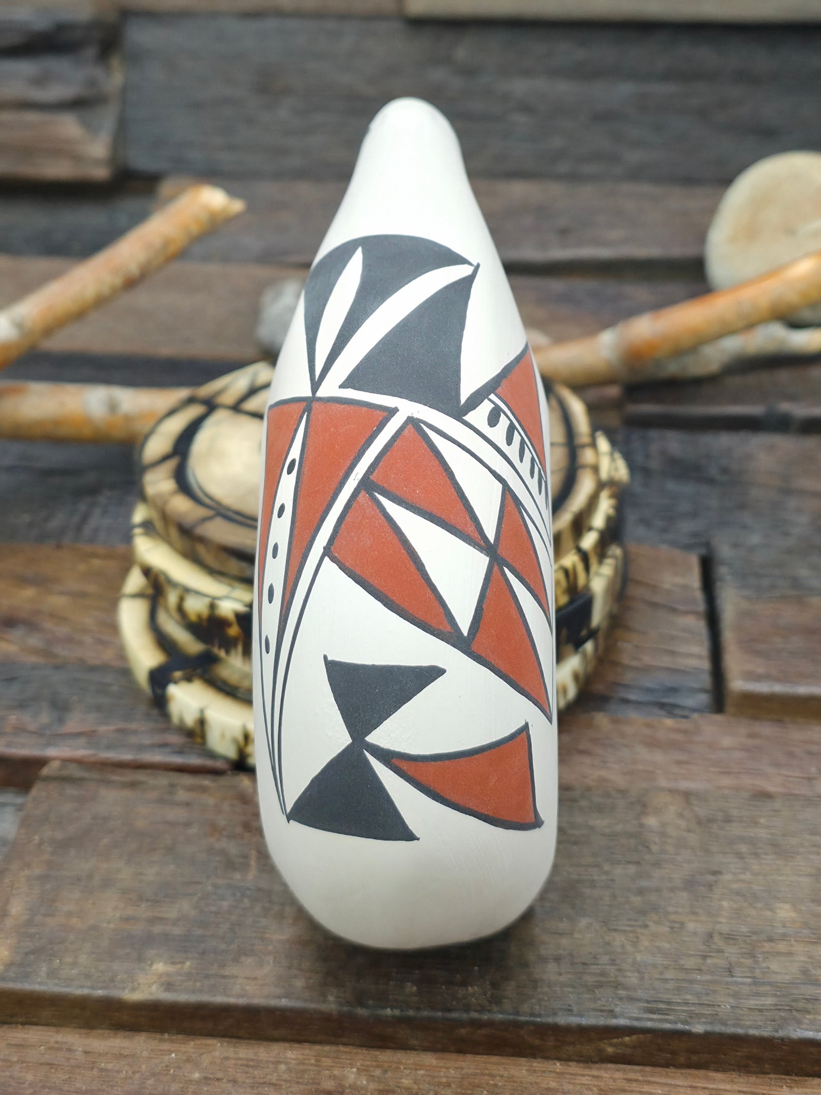 Hand Painted Acoma Ceramic Bear by Kuutimaitsa - 6 1/2 in. by 4 in. by 2 in.