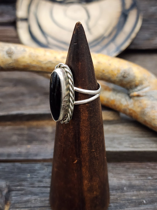 Onyx and Sterling Silver Oval Ring by Tommy Lee