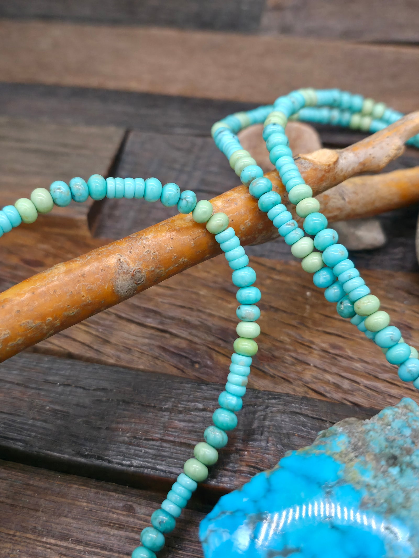 Extra Long Sonoran Turquoise Bead Necklace - 60 in.