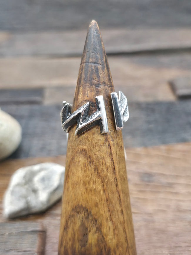 Cast Sterling Silver Lightning Ring by Aaron Anderson - Size 9