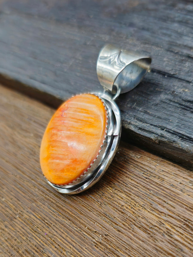 Sterling Silver Orange Spiny Oyster Pendant