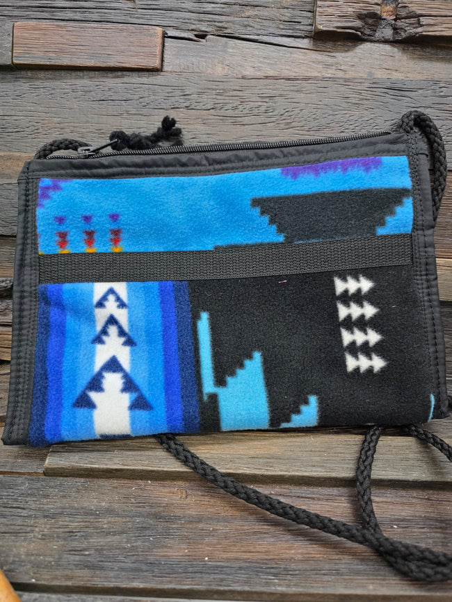 Handmade Blanket Crossbody Purse Black and Blue by Kathryn Bochinclonny