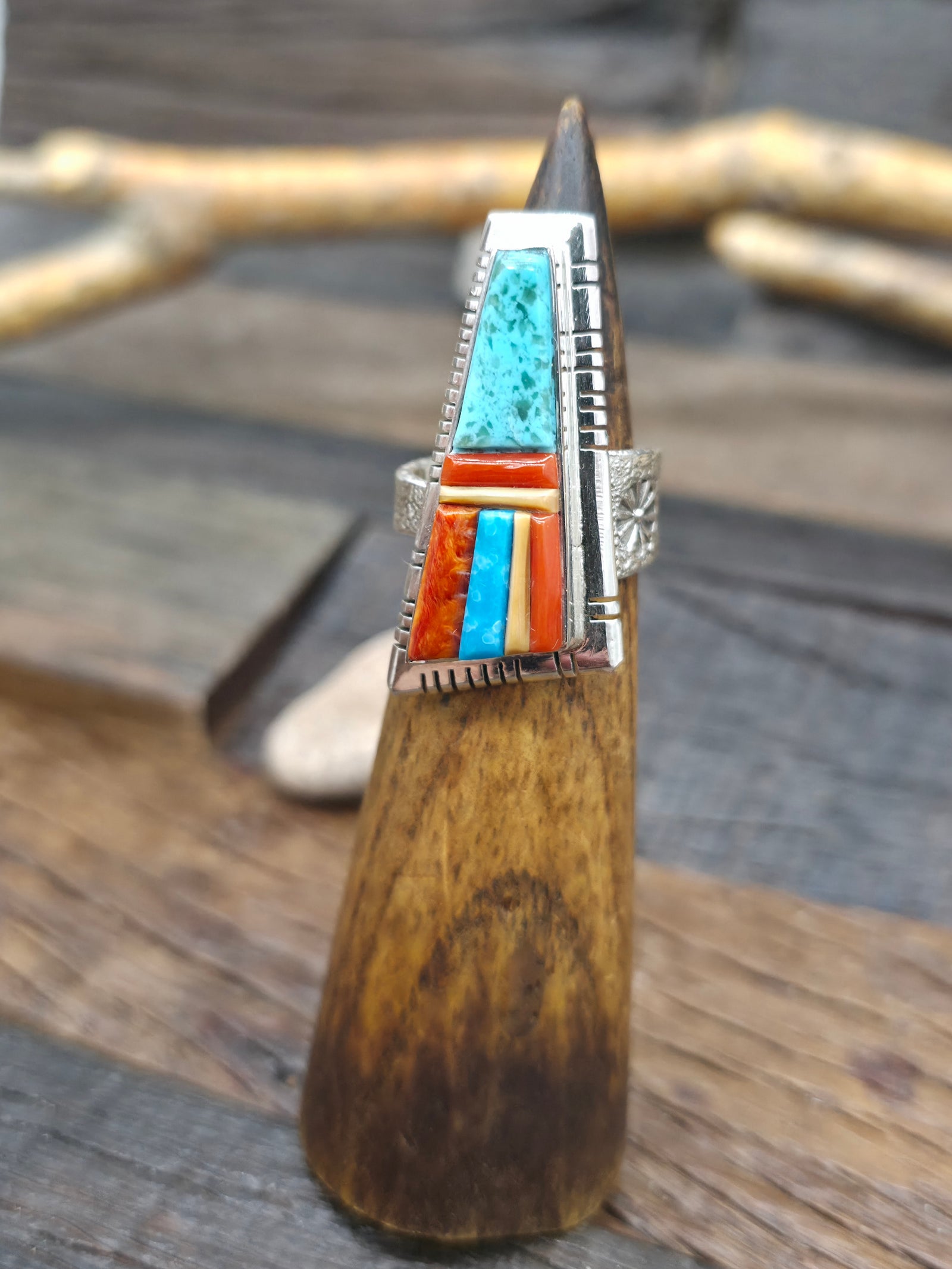 Adjustable Cobblestone Inlay Ring by David Tune