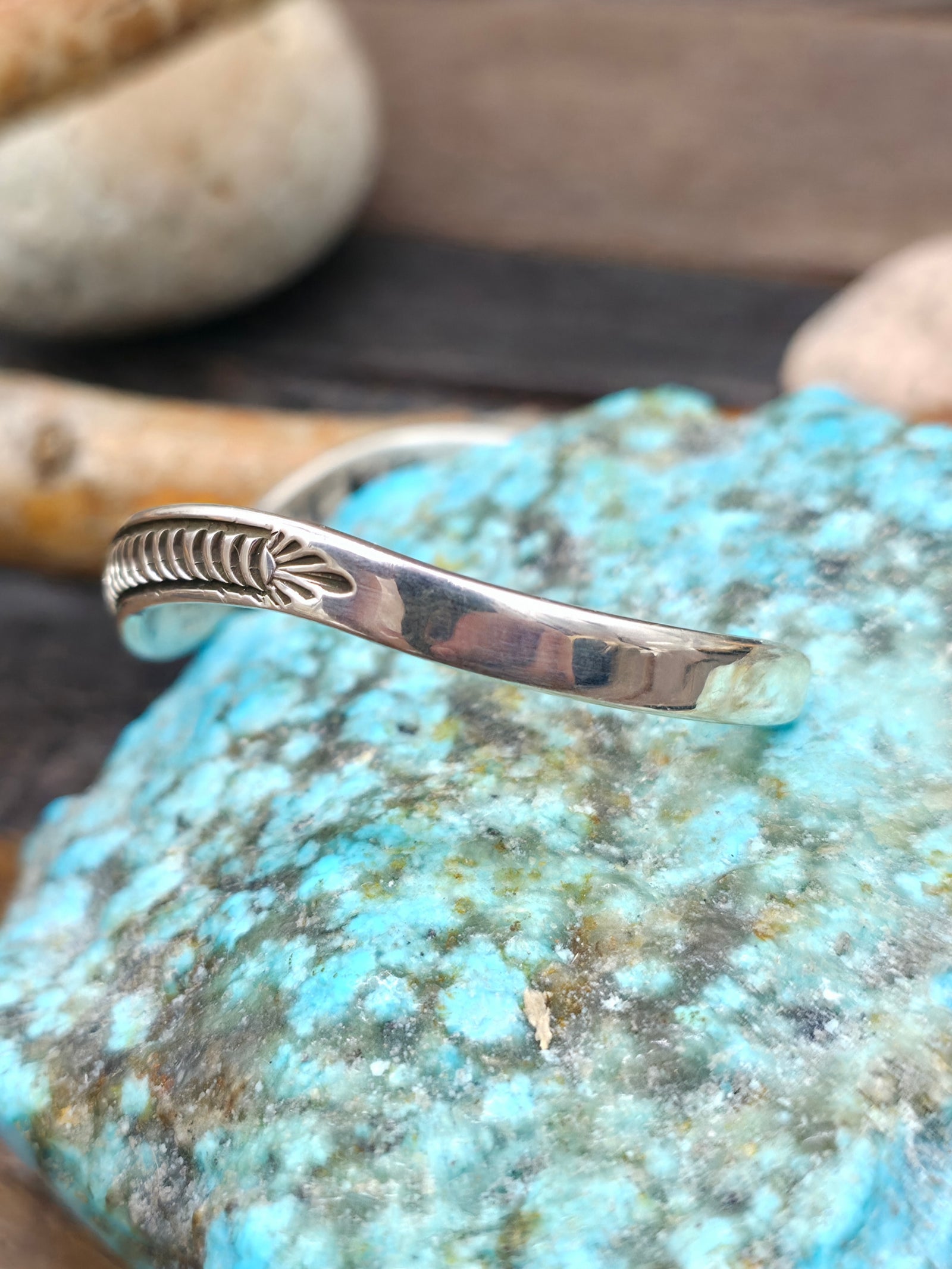 Stamped Sterling Silver Wave Bracelet by Bruce Morgan - 6 in. with Gap