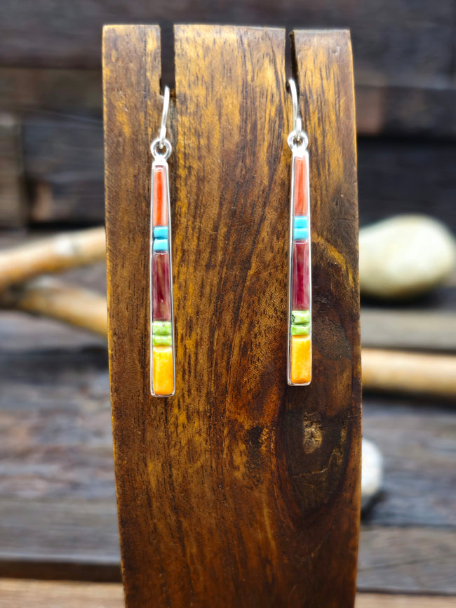 Multistone Cobblestone Inlay Dangle Earrings by Rick Tolino