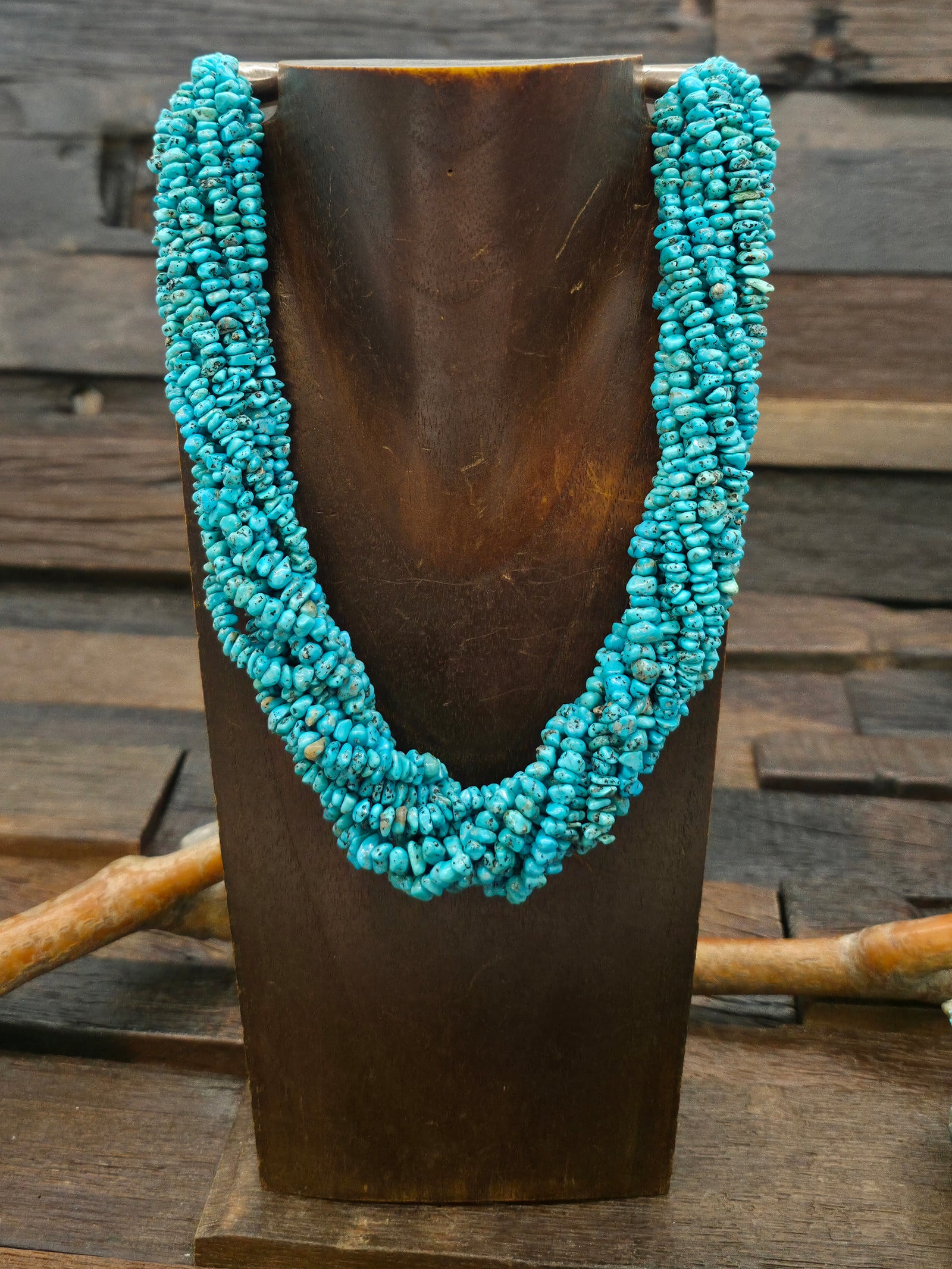 Ten Strand Campitos Turquoise Nugget Necklace with Sterling Silver Cones - 19 in.