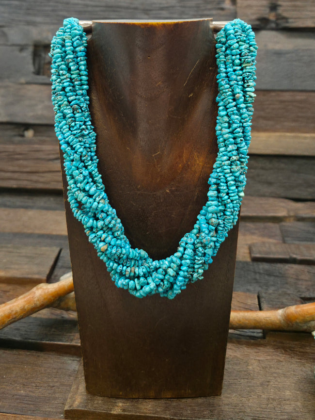 Ten Strand Campitos Turquoise Nugget Necklace with Sterling Silver Cones - 19 in.