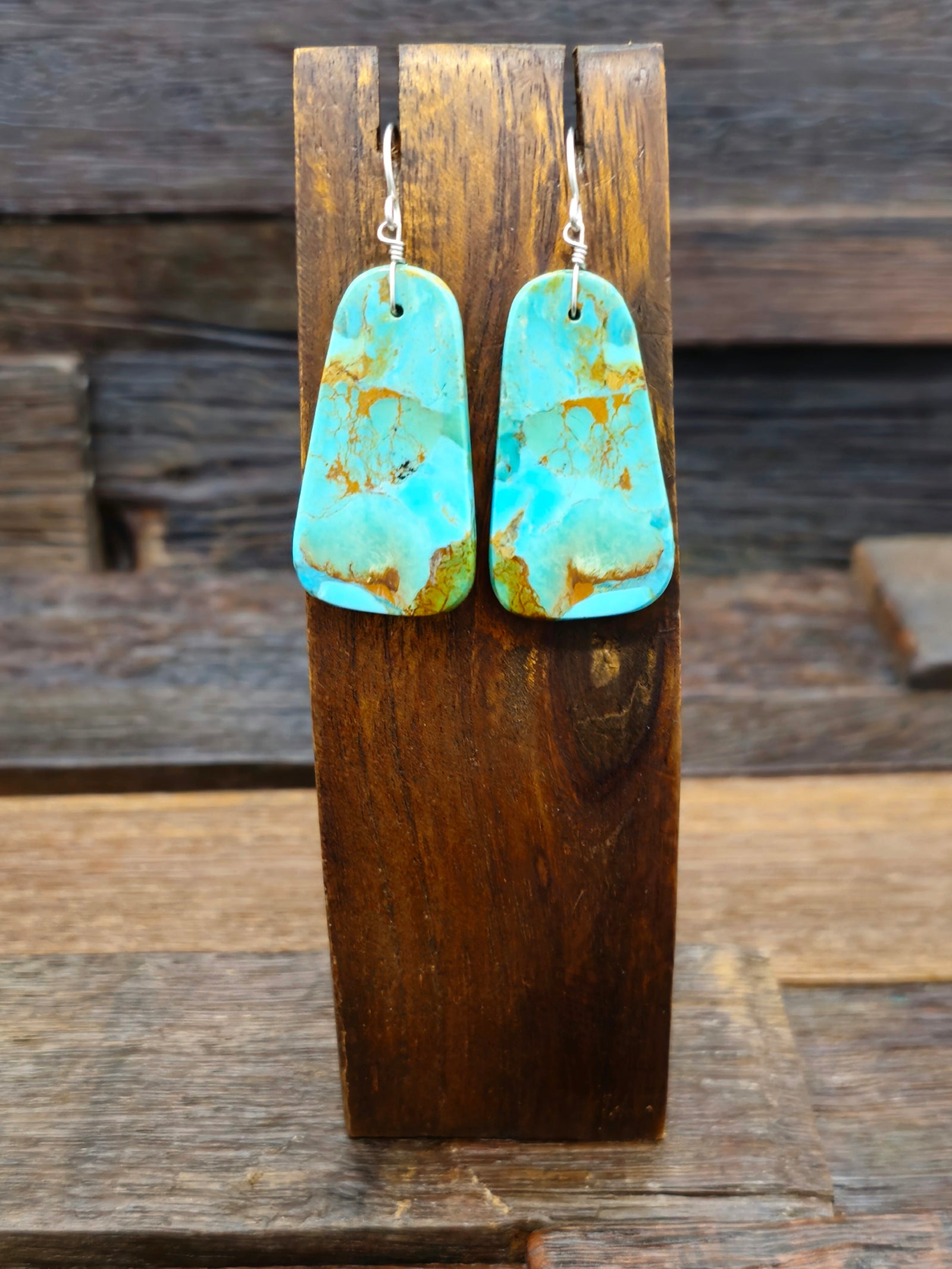 Turquoise Slab Earrings by Marcella Castillo