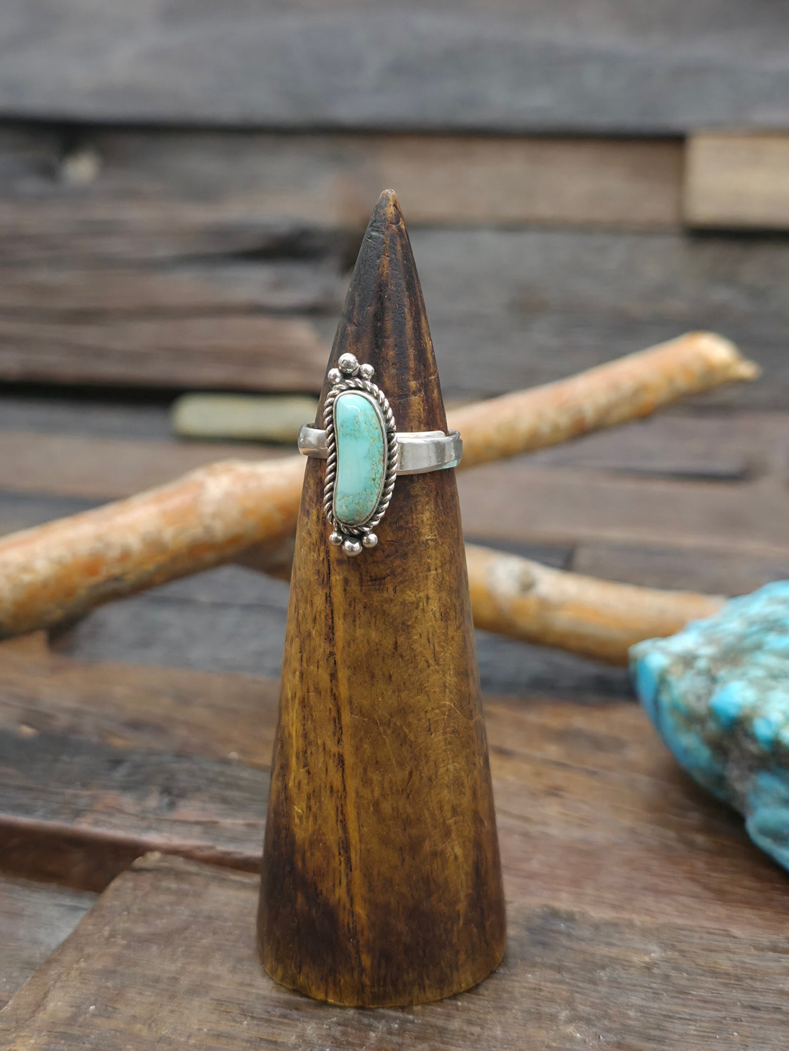 Sterling Silver and Turquoise Jellybean Ring by Art Platero - Adjustable