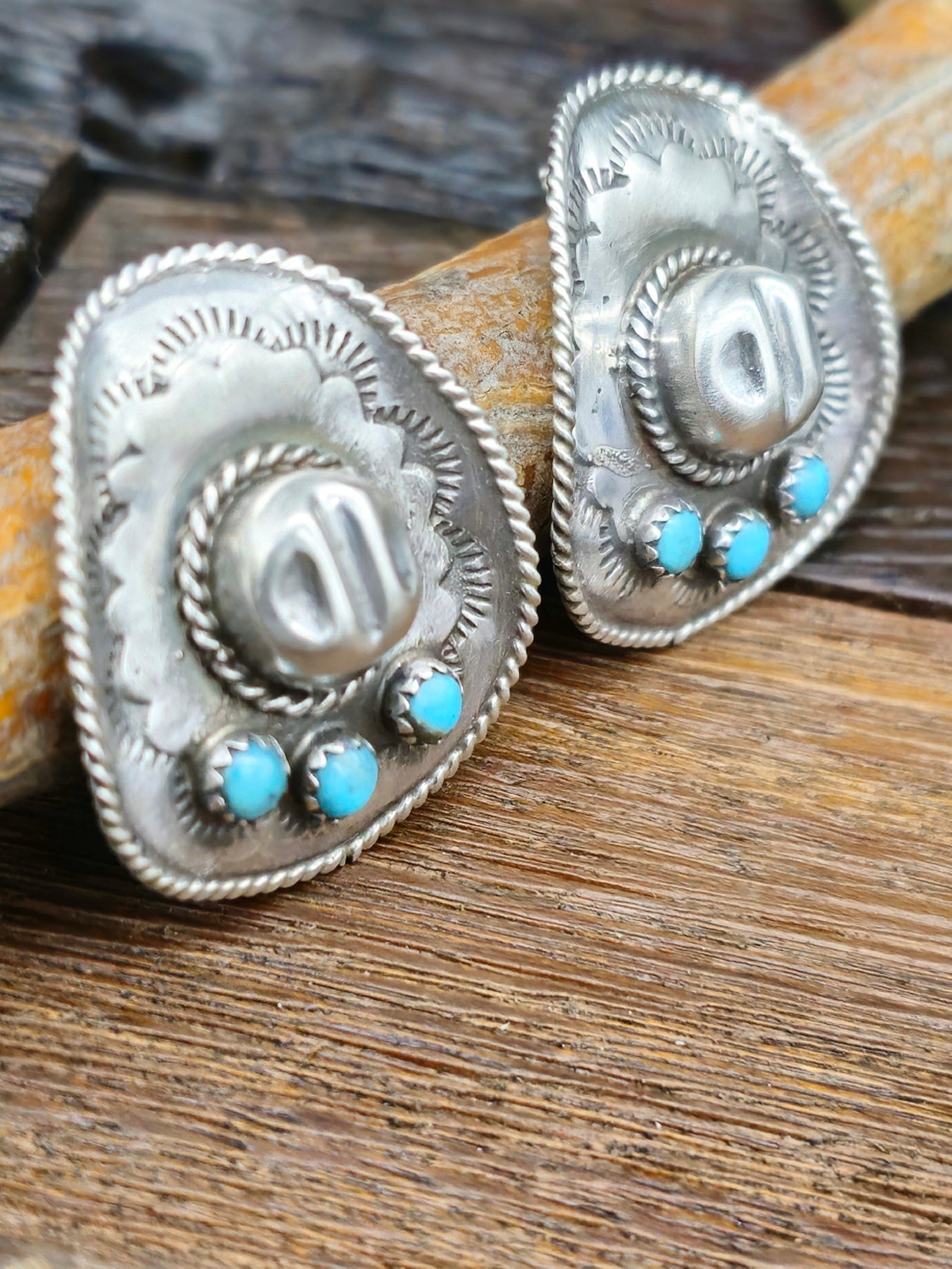 Sterling Silver Cowboy Hat Earrings by Bobby Platero