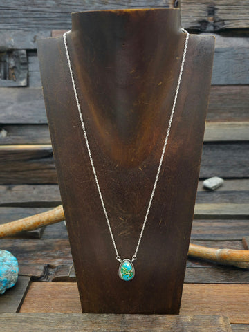 Turquoise and Sterling Silver Monogram Pendant "V" 1 in.