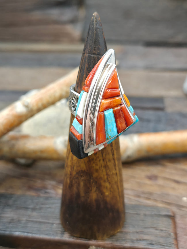 Adjustable Cobblestone Inlay Ring by David Tune