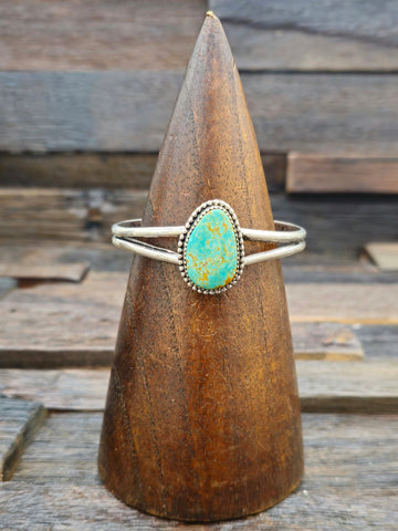 Single Stone High Shine Sterling Silver Palomino Turquoise Bracelet 6 1/2 in