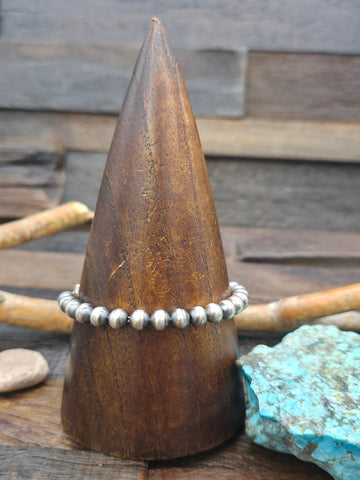 Fluted Bead Sterling Silver Bracelet - 8 in.