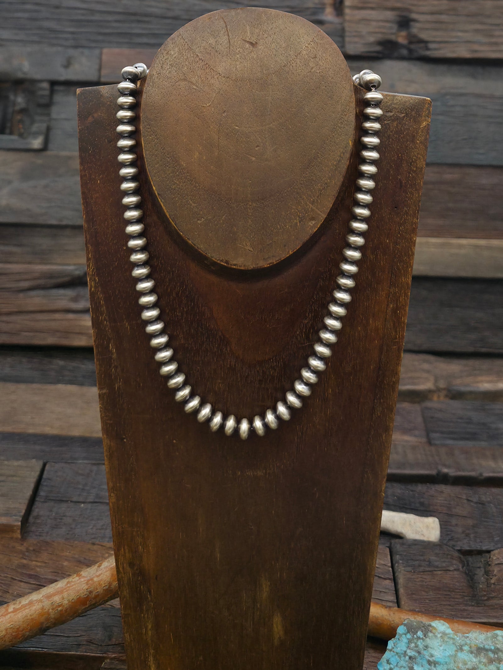 Sterling Silver Navajo Pearl Necklace by Bryannen Halwood - 16 in. 7 mm. Semi