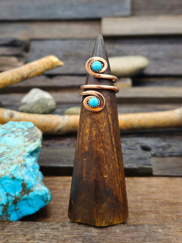 Blue Turquoise Sterling Silver Ring by Priscilla Smith - Size 8
