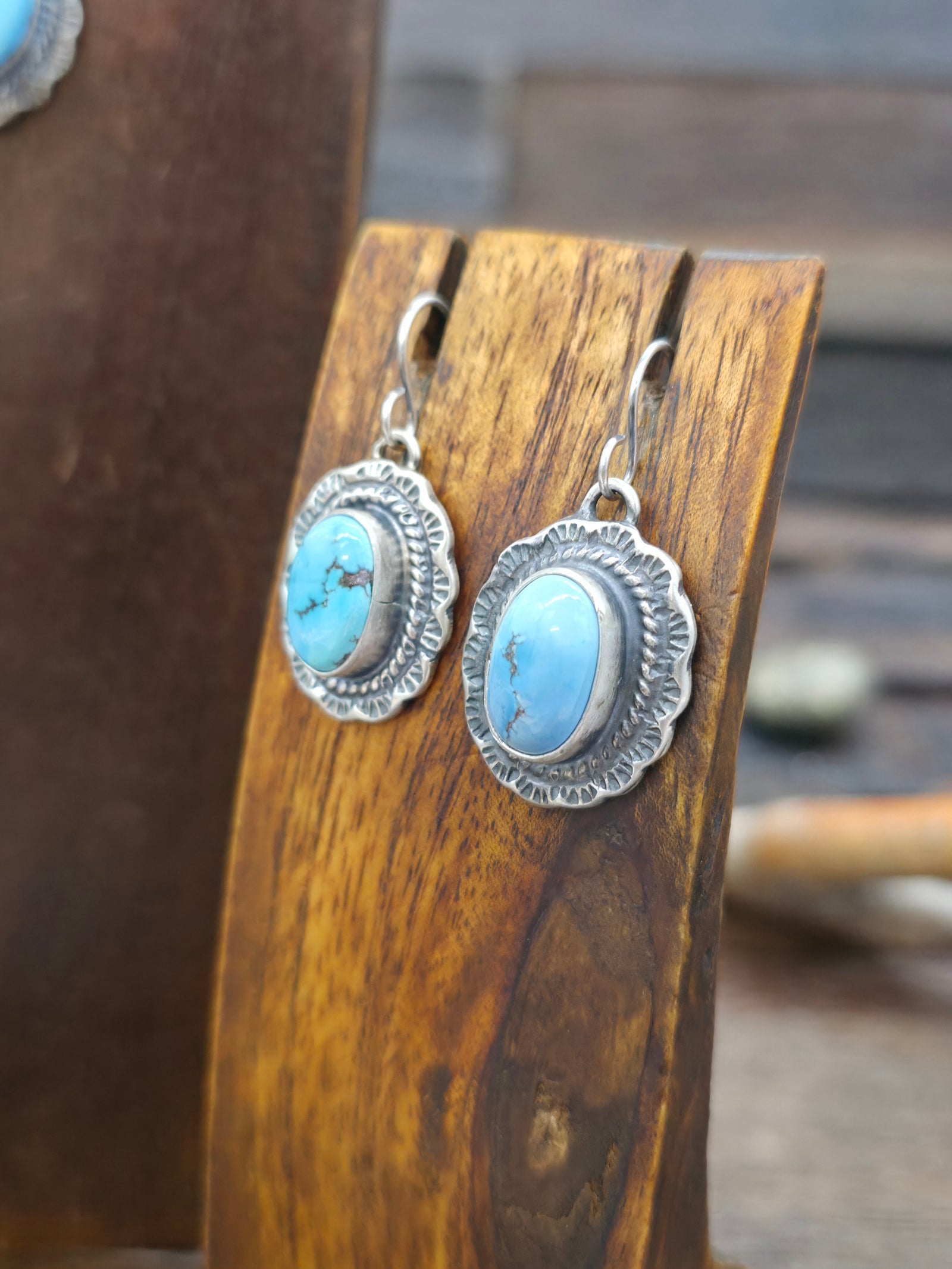 Sterling Silver Golden Hills Turquoise Lariat Necklace and Earring Set by Thomas Francisco - 20 in.
