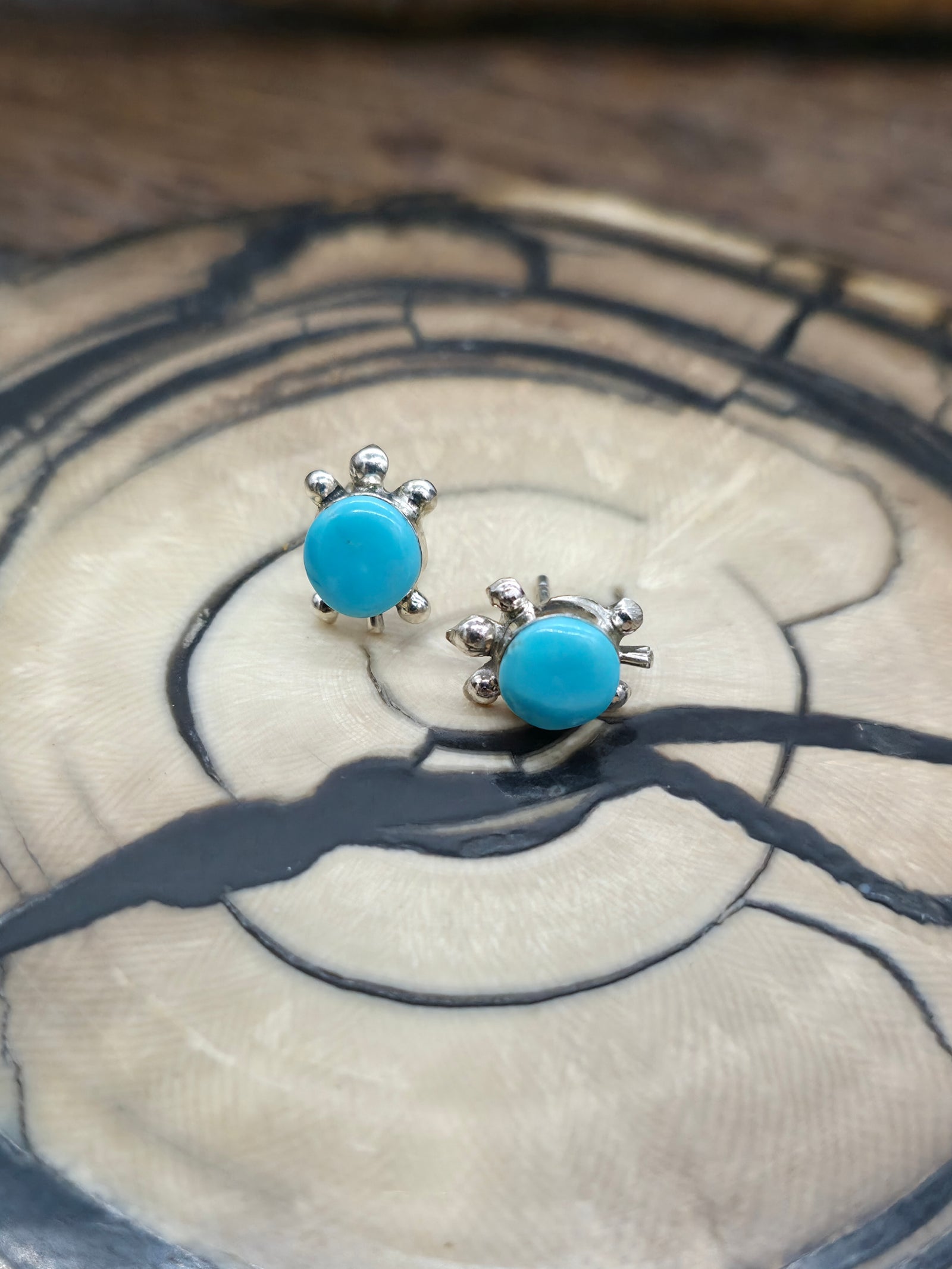 Turquoise Sterling Silver Turtle Stud Earrings