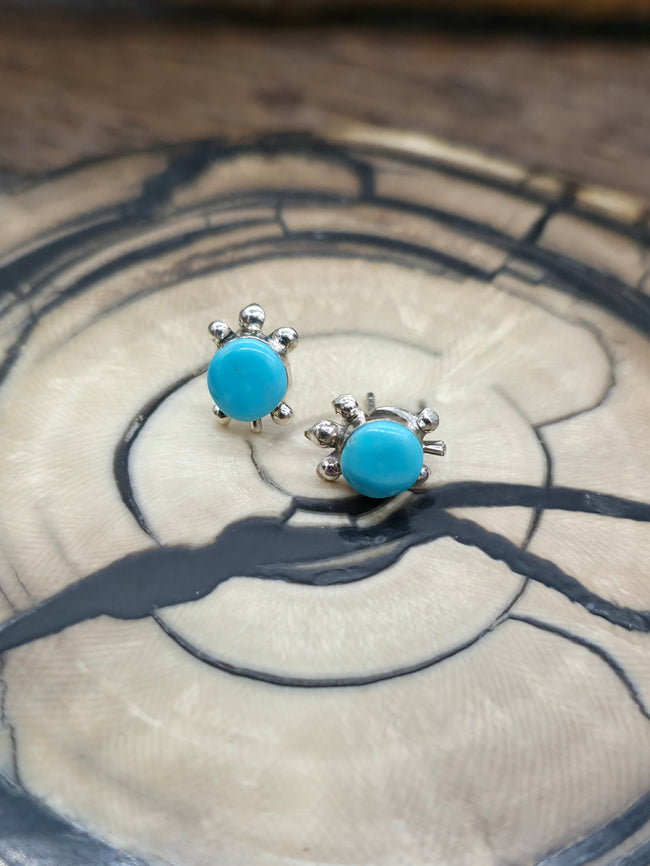 Turquoise Sterling Silver Turtle Stud Earrings