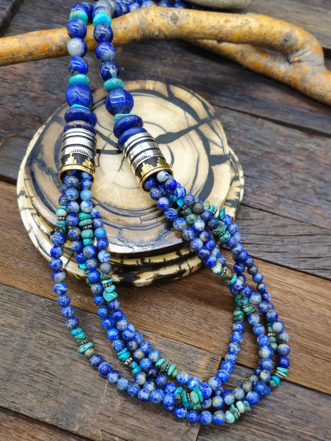 Multistrand Lapis Necklace by Rose Singer - 29 in.