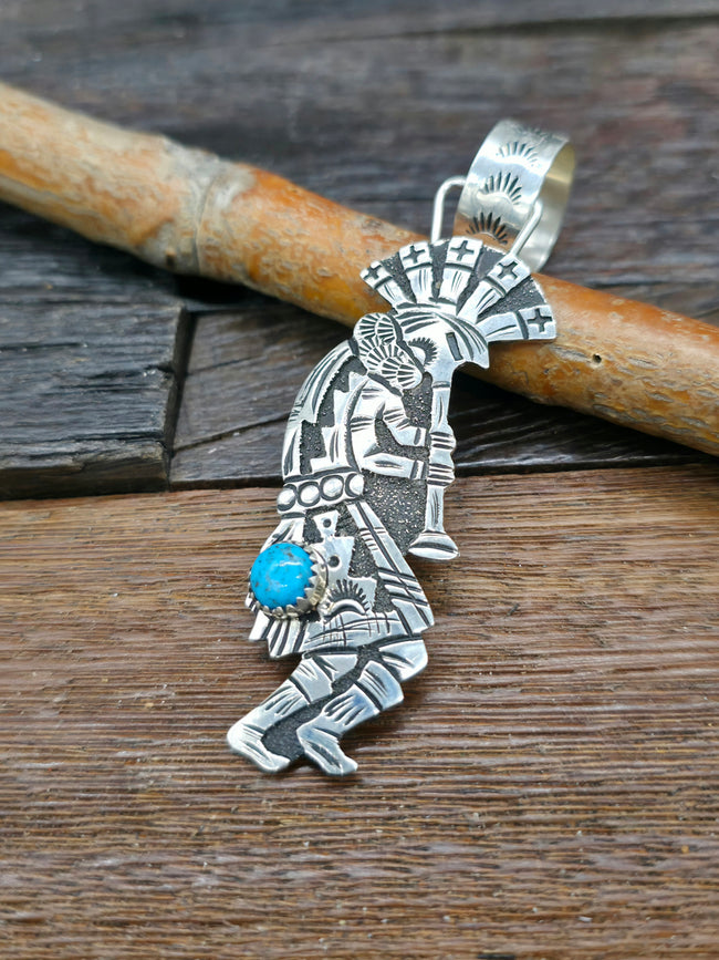 Sterling Silver Turquoise Kokopelli Pendant by Richard Singer