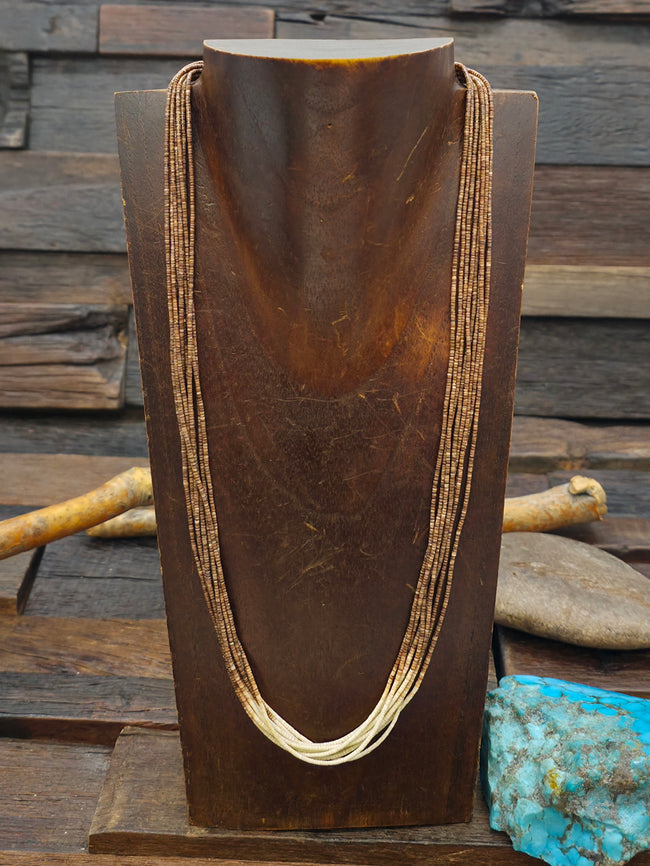 Eight Strand Dark to Light Fine Heishi Necklace by Bernice Reano - 22 in.
