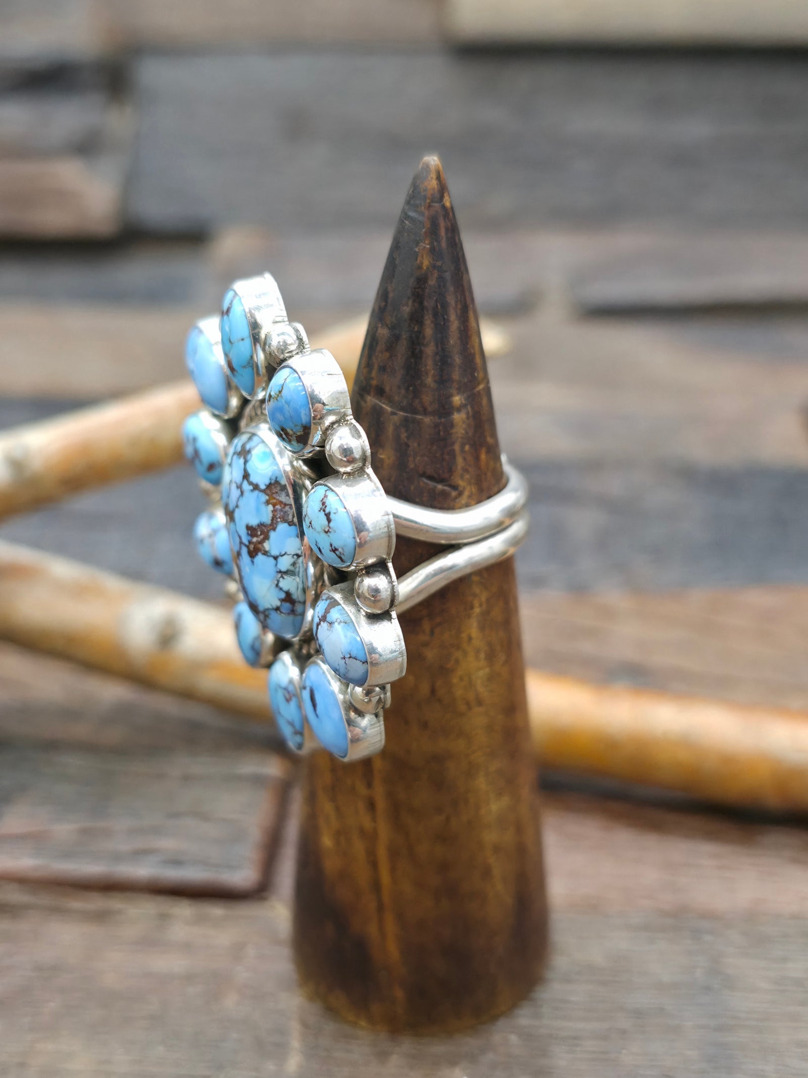 Sterling Silver Golden Hills Cluster Ring by Tiffany and Melvin Jones - Adjustable