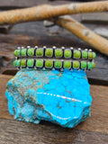 Two Row Green Turquoise Cuff by Paul Livingston - 6 1/2 in.