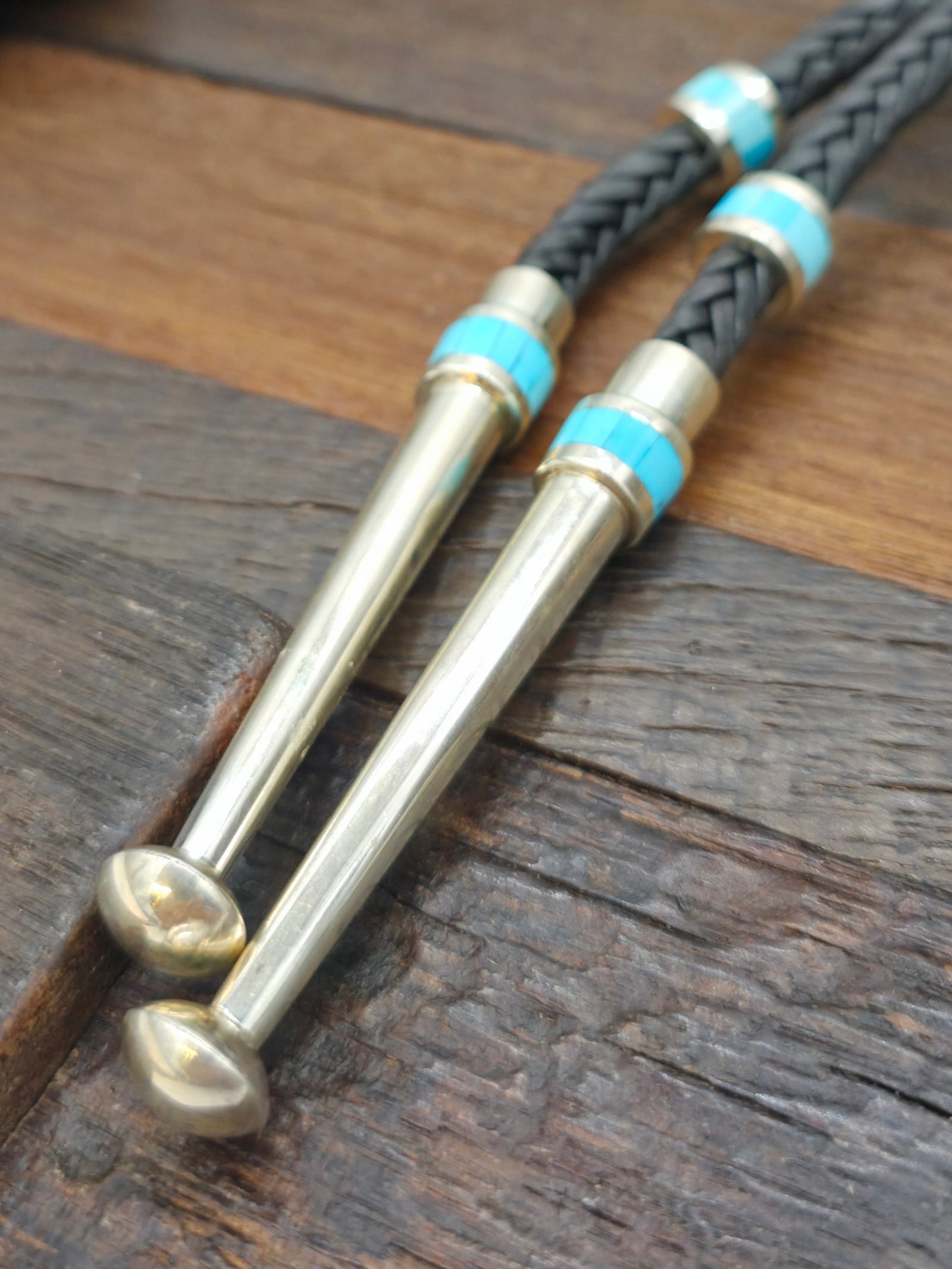 Sterling Silver Kingman Turquoise Bolo Tie by Michael Perry - 46 in.