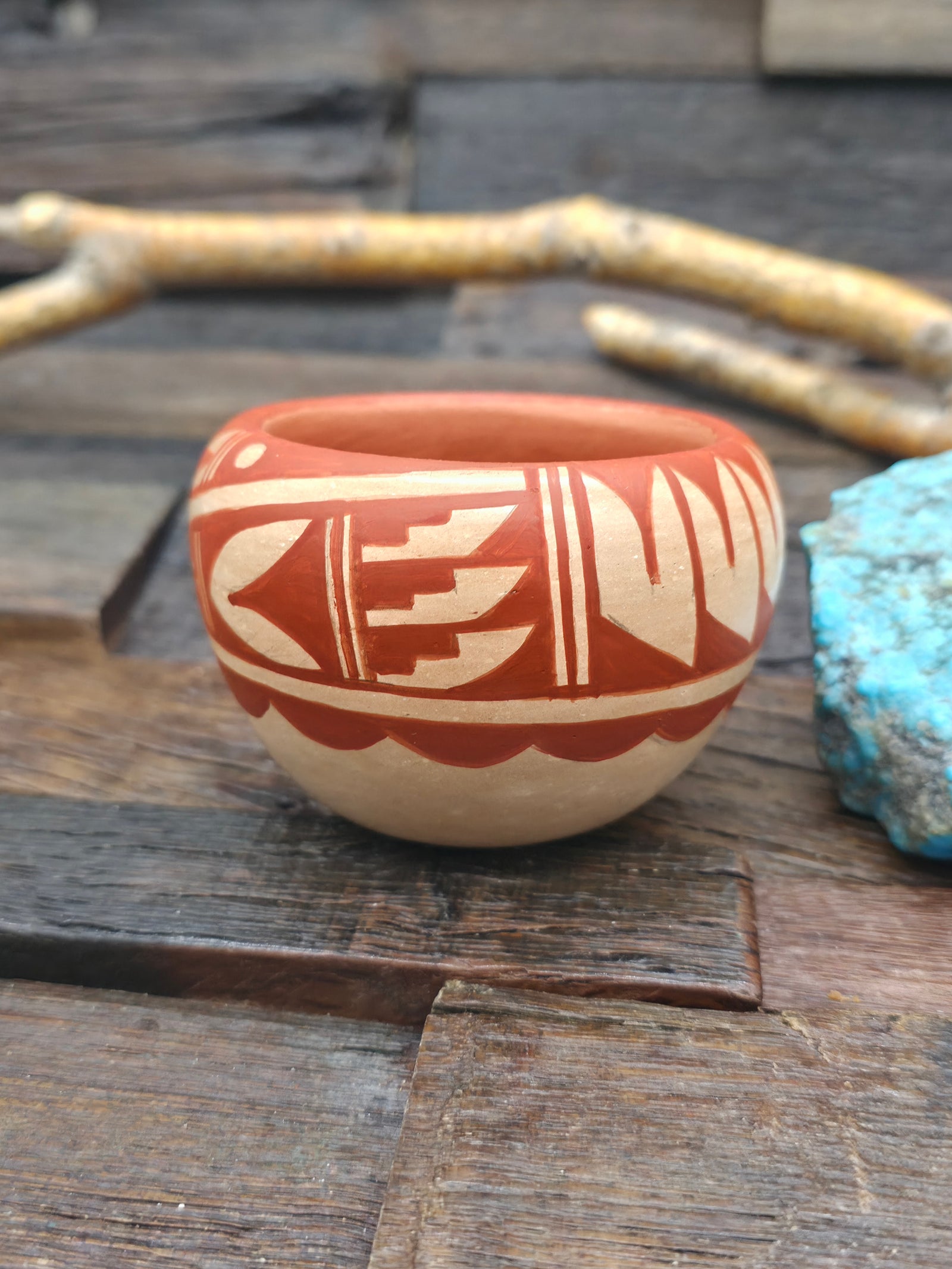 Handmade Painted Jemez Pot by Michelle Mora - Red - 2 1/4 in. by 3 in. by 3 in.