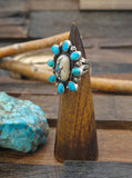 Sterling Silver Boulder Turquoise Cluster Ring by Rosella Paxton - Size 7