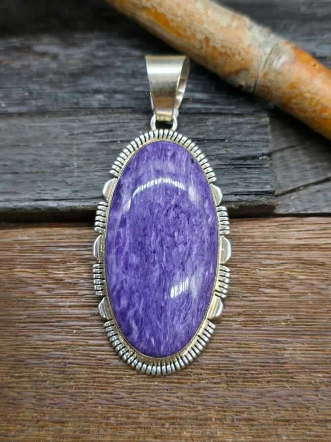 Sterling Silver Charoite Pendant by L. Yazzie