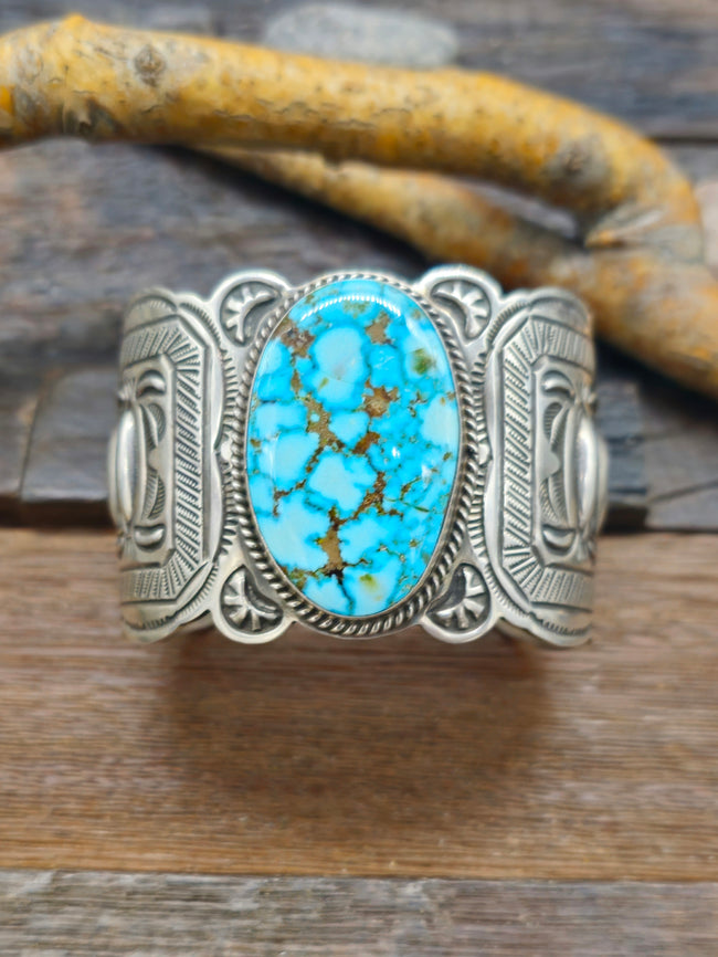 Stamped Sterling Silver Kingman Cuff by J. Delgarito - 6 3/4 in.