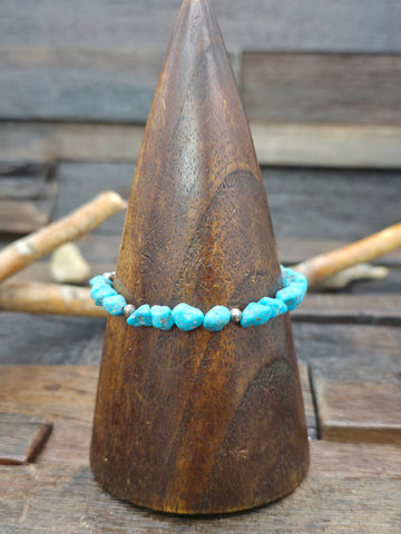 Sterling Silver Turquoise Feather Dangle Bracelet by Marie Jones - 6 3/4 in. with Gap