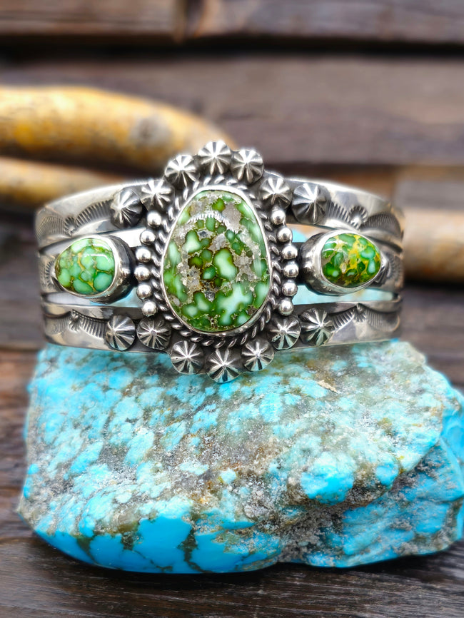 Sterling Silver Sonoran Turquoise Cuff by J. Nelson - 6 1/2 in.