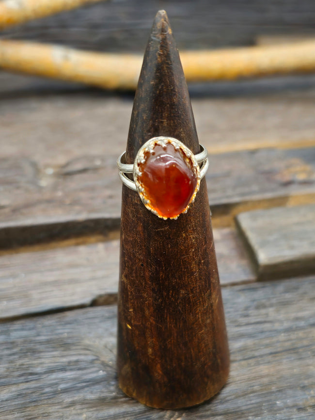Sterling Silver Amber Ring by Jeff Lucio Size 8