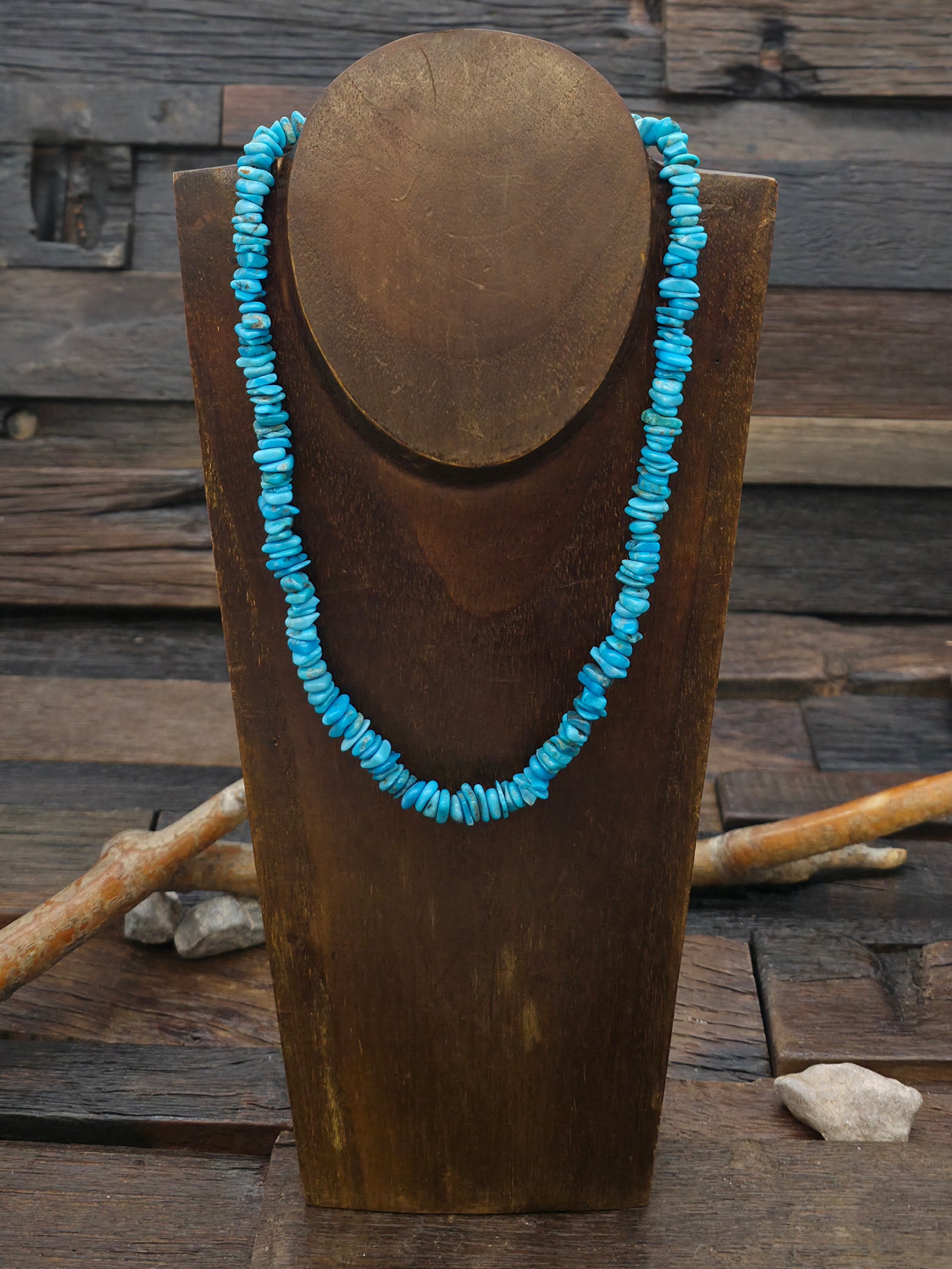 Blue Turquoise Chip Necklace - 16 in. Plus 2 in. Extender