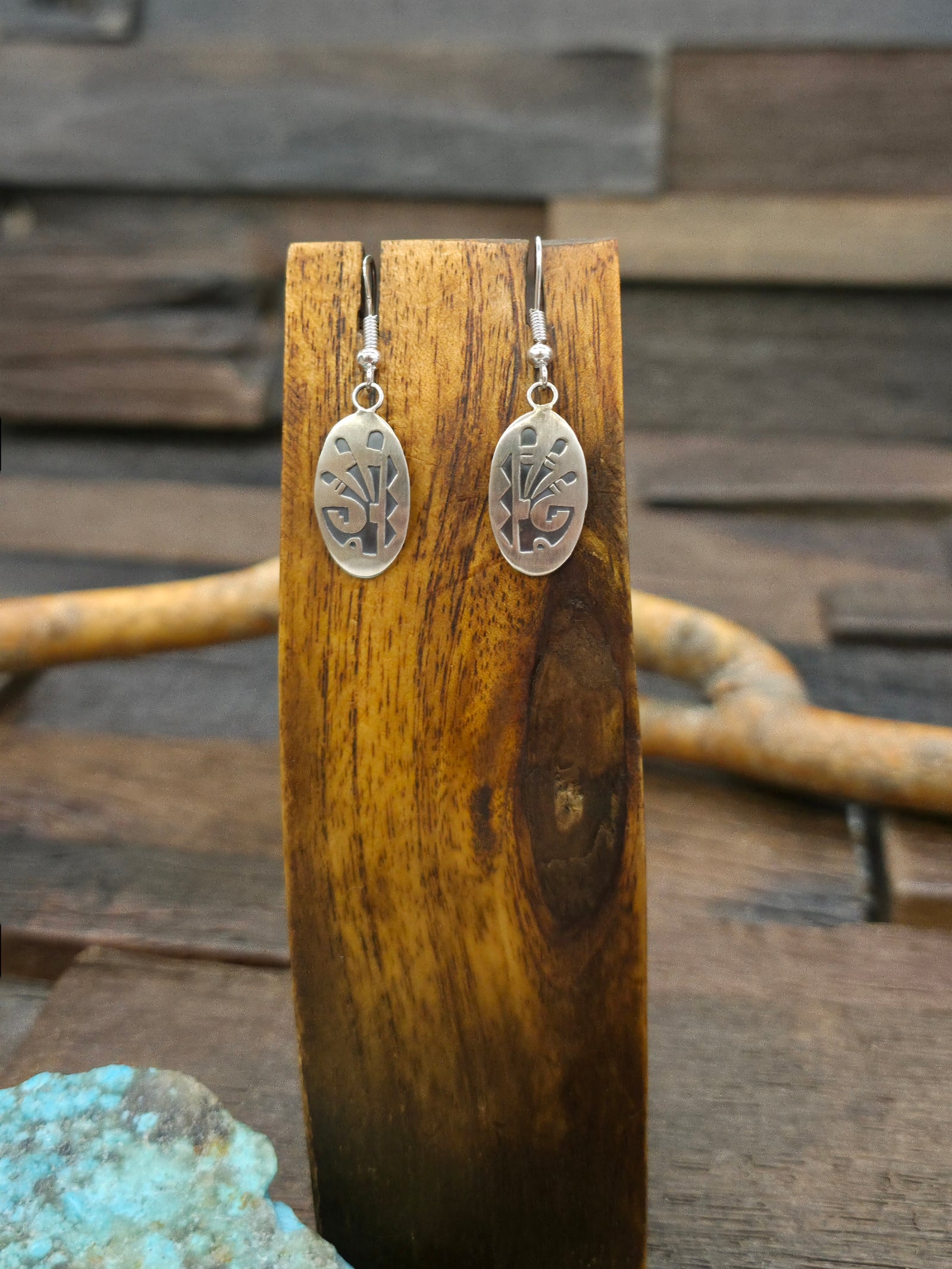 Sterling Silver Overlay Earrings by Robert Gene - 1 1/2 in. by 1/2in.