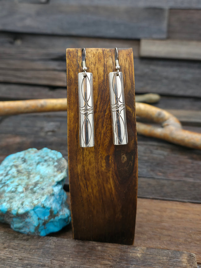 Stamped Sterling Silver Half Cylinder Hook Earrings by Nova Ashley