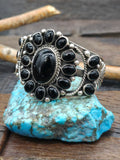 Sterling Silver Black Onyx Cluster Cuff Bracelet by L. Kee - 6 1/2 in. with Gap