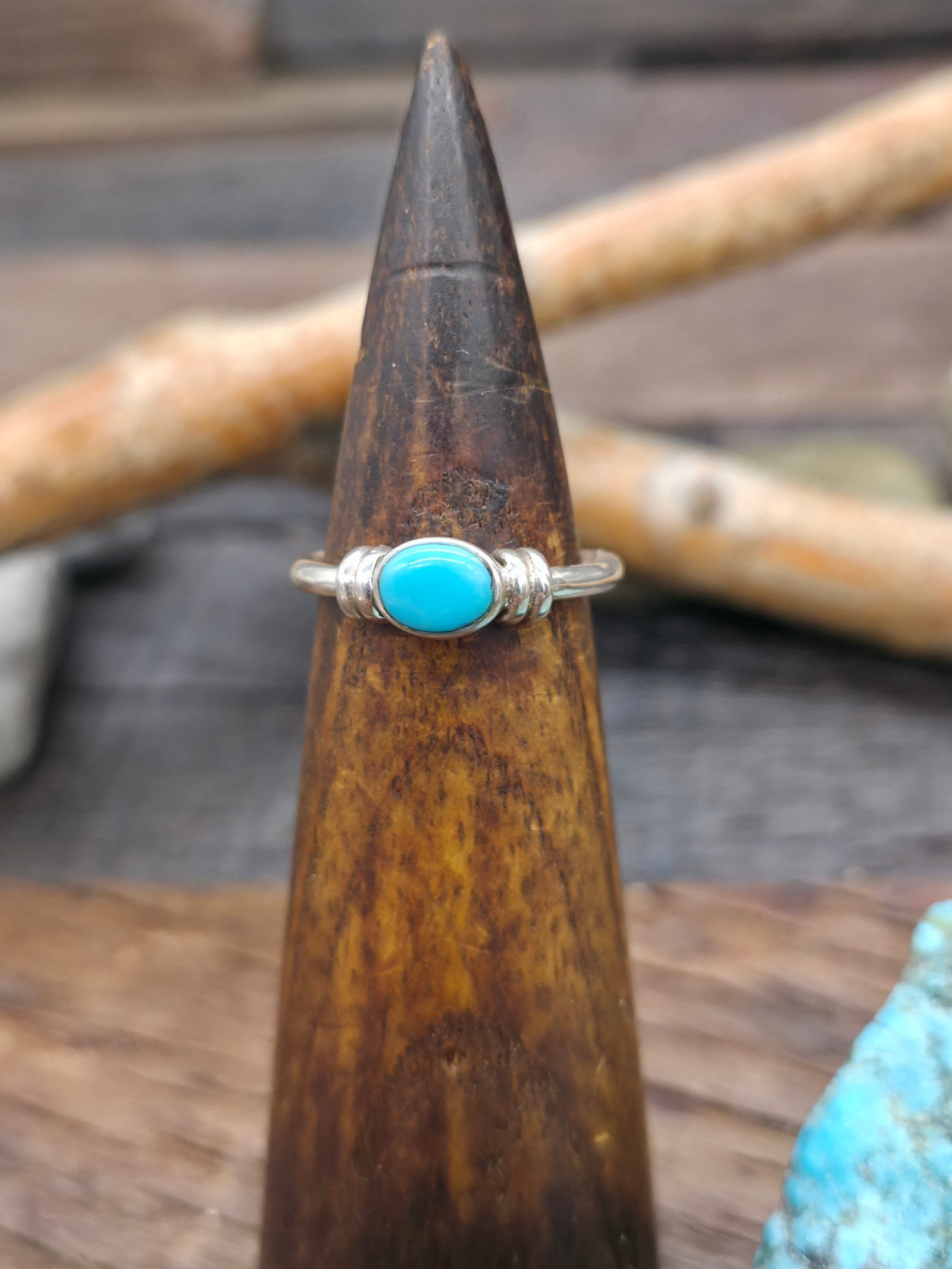Sterling Silver Sleeping Beauty Turquoise Oval Ring