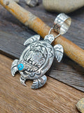 Sterling Silver and Turquoise Turtle Pendant by Richard Singer