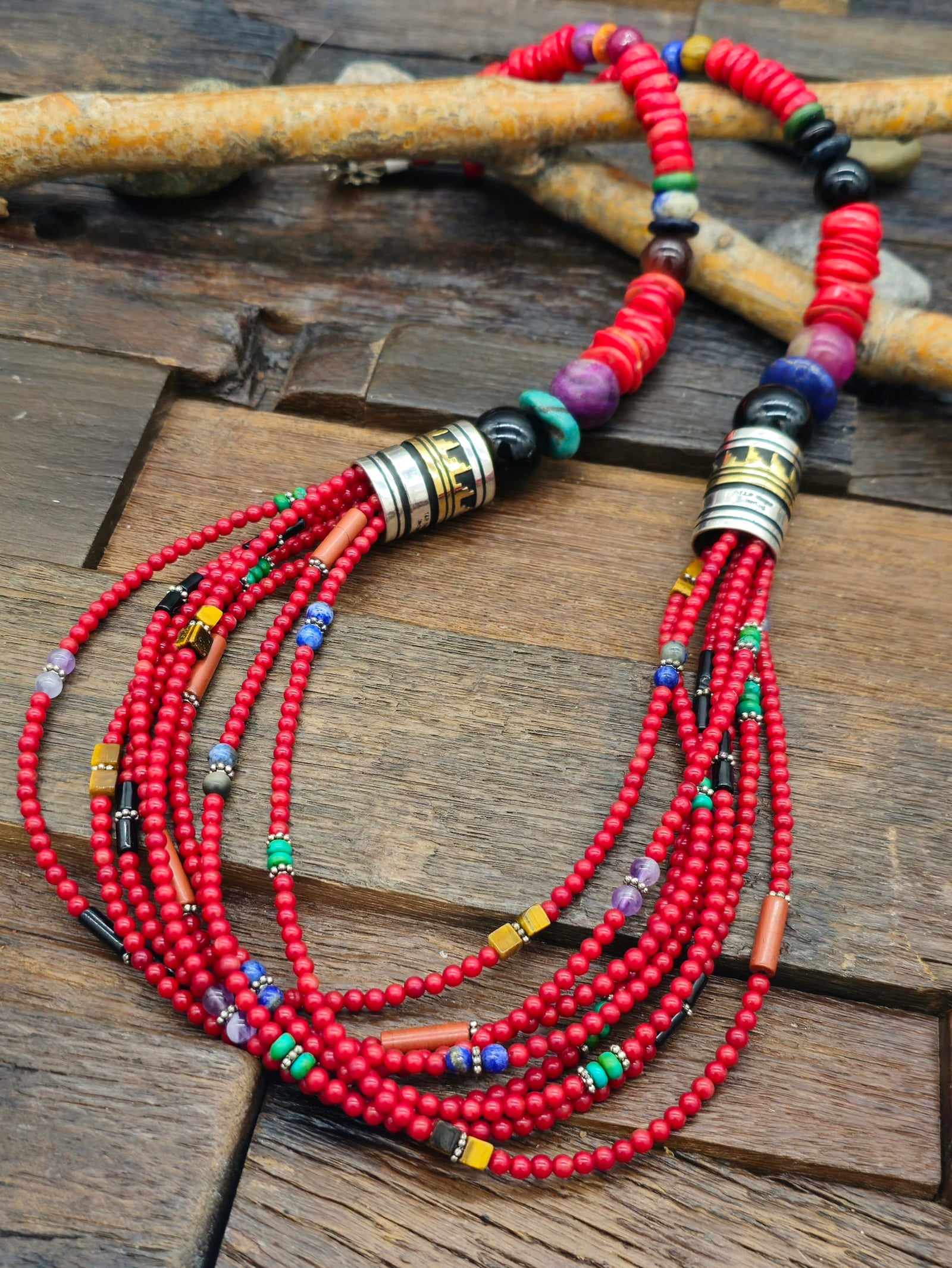 Multistrand Apple Coral Necklace by Rose Singer - 29 in.